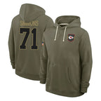 Choea KC.Chiefs #71 Josh Simmons Player Olive Salute to Service Pullover Hoodies Limited Stitched Jerseys