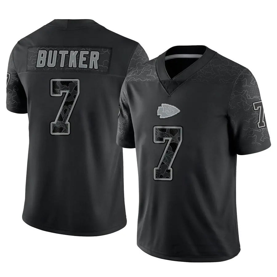 Choea KC.Chiefs #7 Harrison Butker Player Black RFLCTV Limited Stitched Jerseys