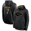 Choea KC.Chiefs #7 Harrison Butker Player Black Salute to Service Hoodies Stitched Jerseys