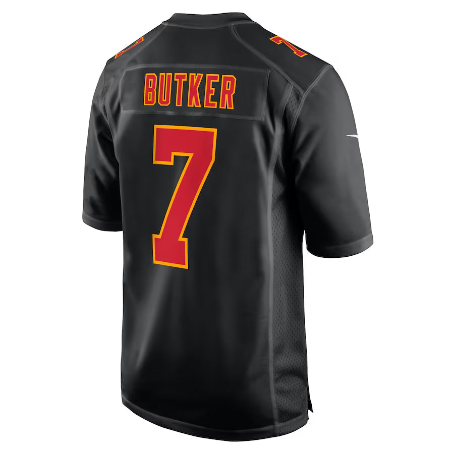 Choea KC.Chiefs #7 Harrison Butker Player Carbon Black Fashion Game Stitched Jerseys