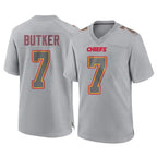 Choea KC.Chiefs #7 Harrison Butker Player Gray Atmosphere Fashion Game Stitched Jerseys