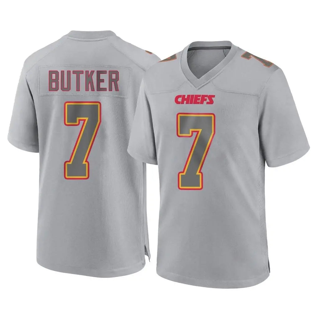 Choea KC.Chiefs #7 Harrison Butker Player Gray Atmosphere Fashion Game Stitched Jerseys