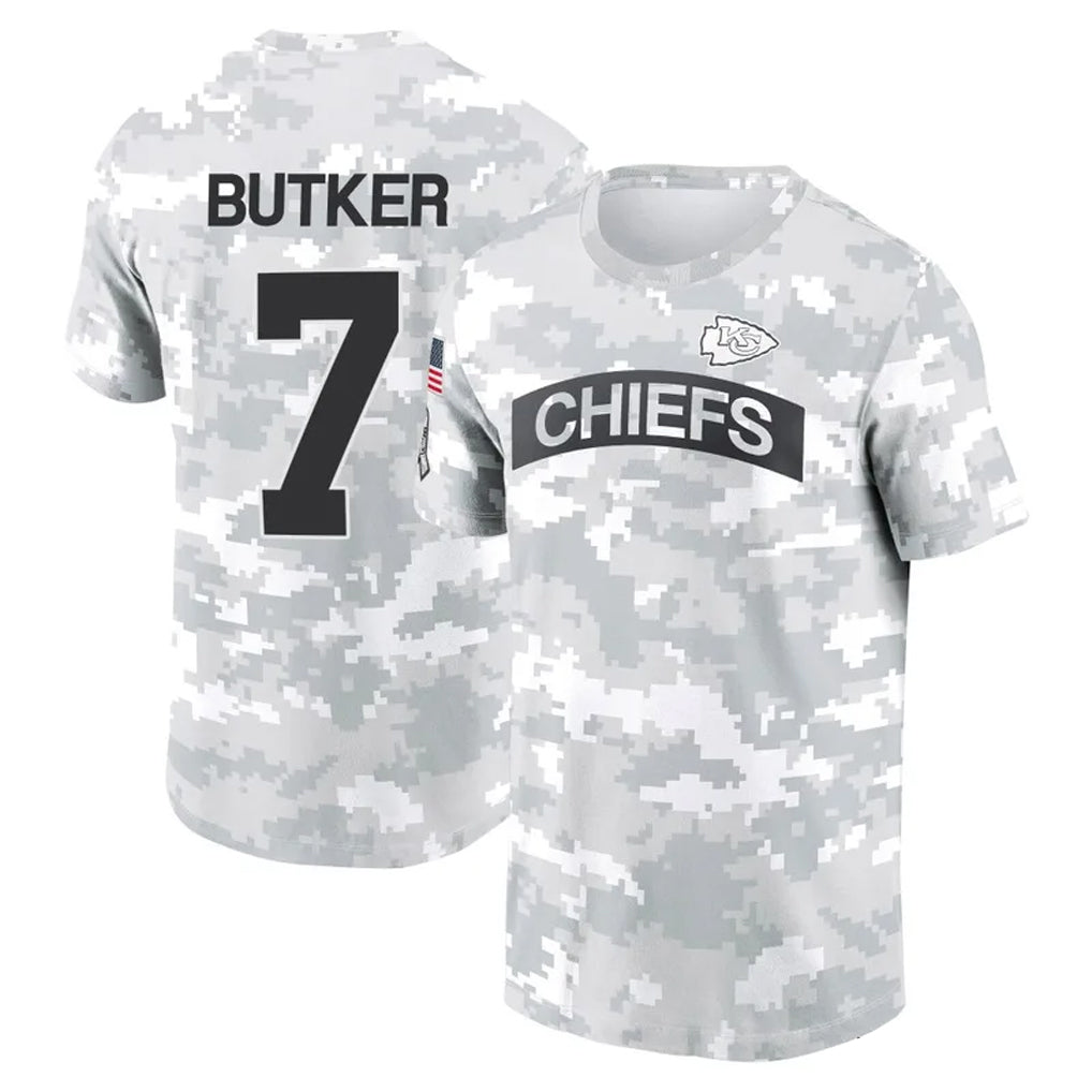 Choea KC.Chiefs #7 Harrison Butker Player Salute to Service Hoodies & T-Shirts Stitched Jerseys
