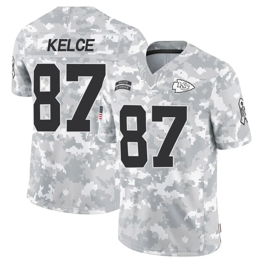 Choea KC.Chiefs #87 Travis Kelce Player Arctic Camo Salute to Service Limited Stitched Jerseys