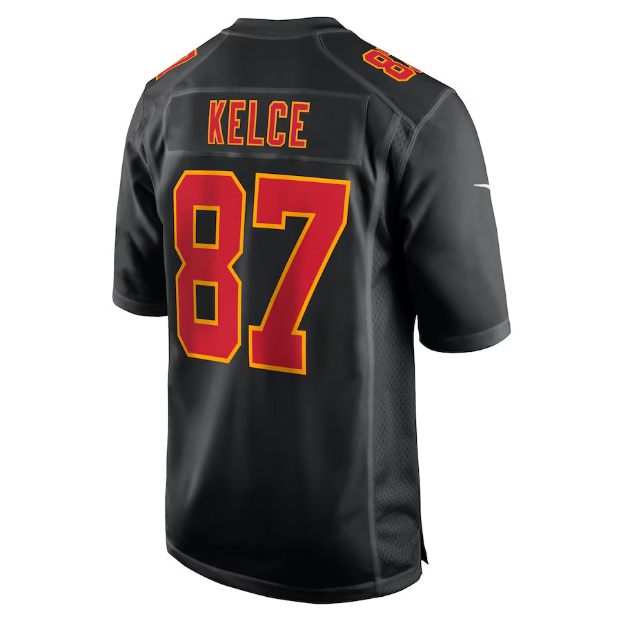 Choea KC.Chiefs #87 Travis Kelce Player Carbon Black Fashion Game Stitched Jerseys