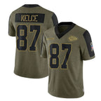 Choea KC.Chiefs #87 Travis Kelce Player Olive Salute To Service Limited Game Stitched Jerseys