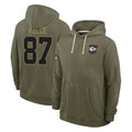 Choea KC.Chiefs #87 Travis Kelce Player Olive Salute to Service Hoodies Stitched Jerseys