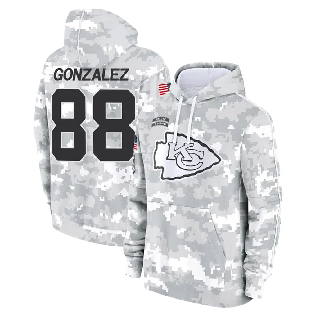 Choea KC.Chiefs #88 Tony Gonzalez Player Arctic Camo Salute to Service Hoodies Limited Game Stitched Jerseys