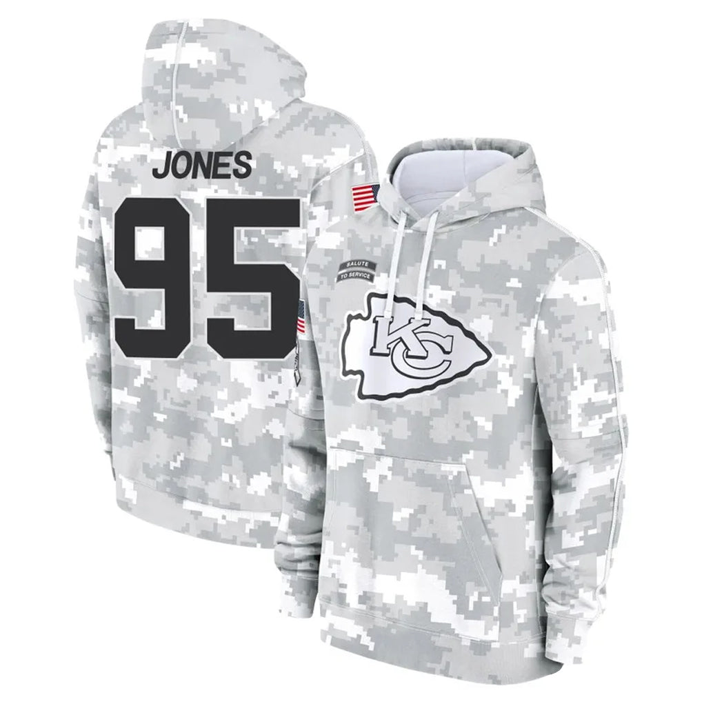 Choea KC.Chiefs #95 Chris Jones Player Arctic Camo Salute to Service Hoodies Stitched Jerseys