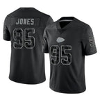 Choea KC.Chiefs #95 Chris Jones Player Black Limited Reflective Game Stitched Jerseys