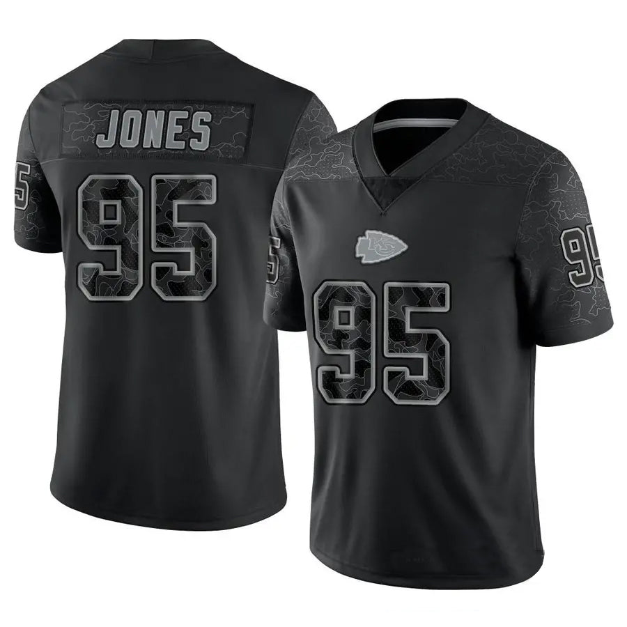 Choea KC.Chiefs #95 Chris Jones Player Black RFLCTV Limited Stitched Jerseys