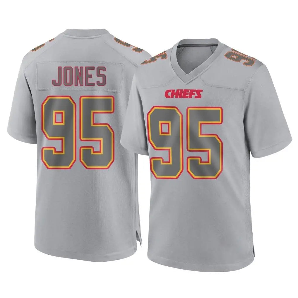 Choea KC.Chiefs #95 Chris Jones Player Gray Atmosphere Fashion Game Stitched Jerseys