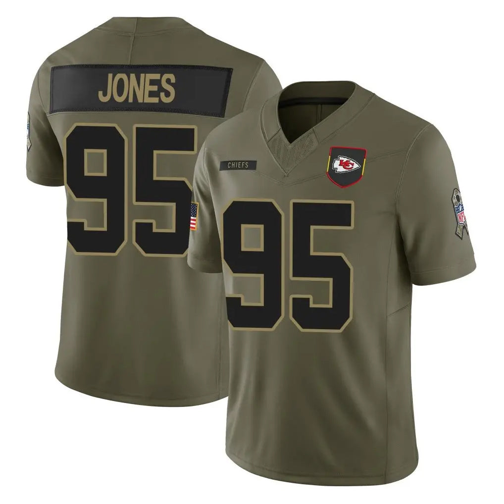 Choea KC.Chiefs #95 Chris Jones Player Olive 2025 Salute To Service Limited Game Stitched Jerseys