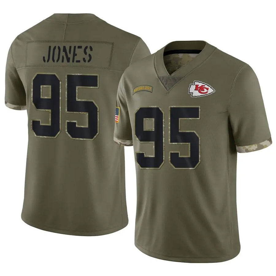 Choea KC.Chiefs #95 Chris Jones Player Olive Salute To Service Stitched Jerseys