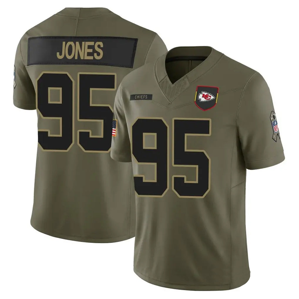 Choea KC.Chiefs #95 Chris Jones Player Olive Salute to Service Limited Stitched Jerseys