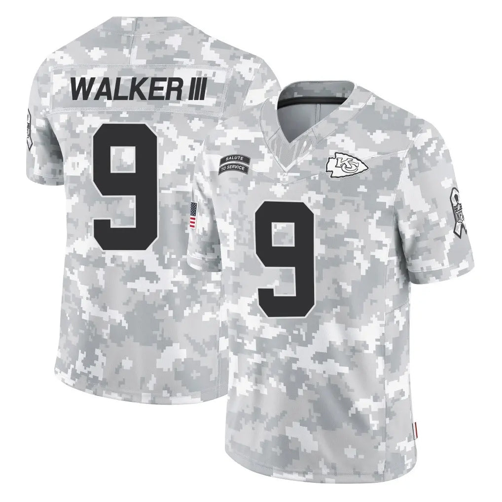 Choea KC.Chiefs #9 Kenneth Walker III Player Arctic Camo Salute To Service Limited Game Stitched Jerseys
