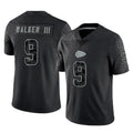 Choea KC.Chiefs #9 Kenneth Walker III Player Black Limited Reflective Game Stitched Jerseys