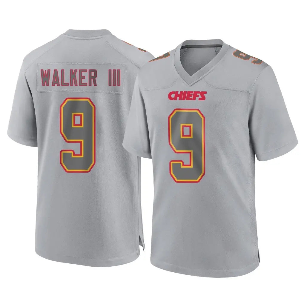 Choea KC.Chiefs #9 Kenneth Walker III Player Gray Atmosphere Fashion Game Stitched Jerseys