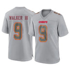Choea KC.Chiefs #9 Kenneth Walker III Player Gray Atmosphere Fashion Game Stitched Jerseys