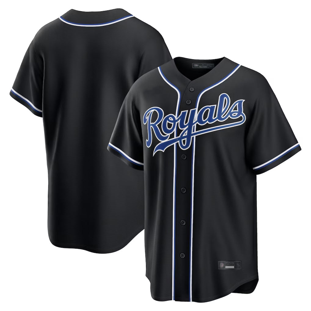 Choea KC.Royals Black Carbon Fashion Home Game Blank Player Stitched Jerseys