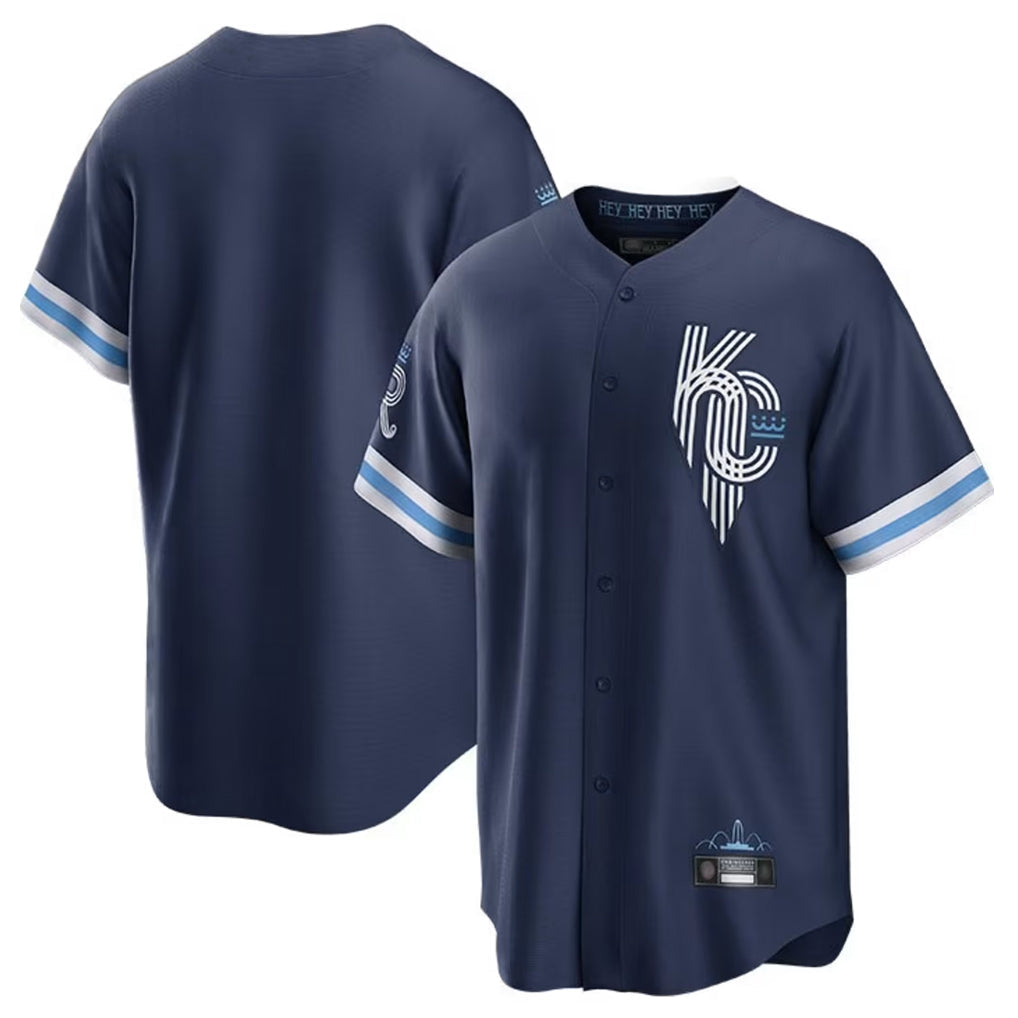 Choea KC.Royals Navy City Connect Home Game Blank Player Stitched Jerseys