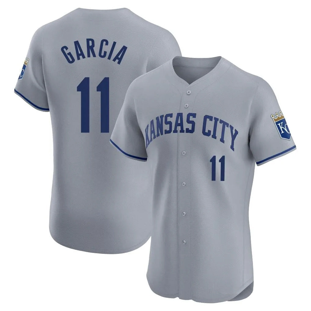 Choea KC.Royals #11 Maikel Garcia Player Gray Limited Elite Home Stitched Jerseys