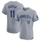 Choea KC.Royals #11 Maikel Garcia Player Gray Limited Elite Home Stitched Jerseys