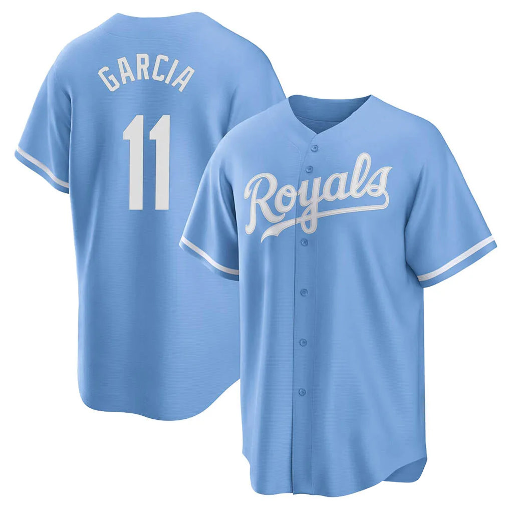 Choea KC.Royals #11 Maikel Garcia Player Light Blue Home Game Stitched Jerseys