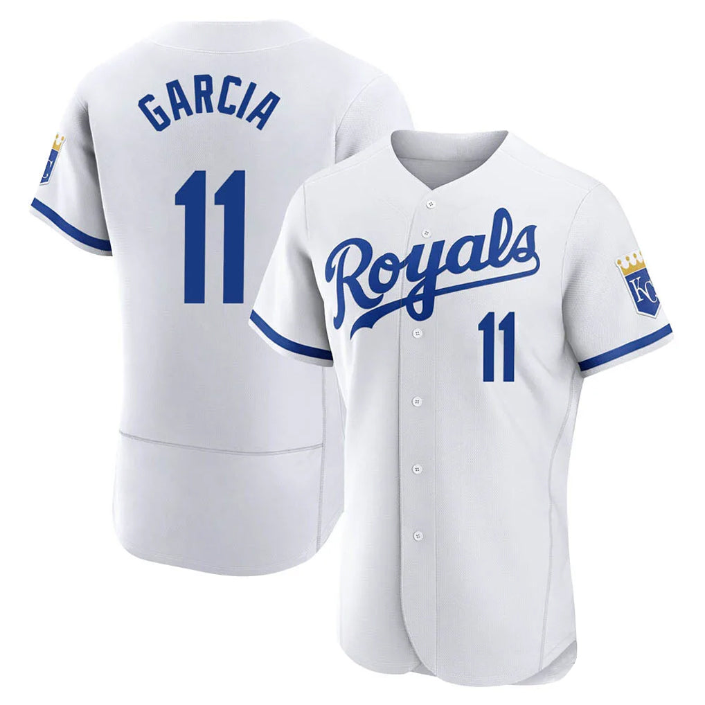 Choea KC.Royals #11 Maikel Garcia Player White Limited Elite Home Game Stitched Jerseys