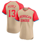 Choea KC.Royals #13 Salvador Perez Player Cream American League All-Star Game Limited Home Stitched Jerseys