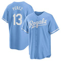 Choea KC.Royals #13 Salvador Perez Player Light Blue Home Game Stitched Jerseys