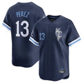 Choea KC.Royals #13 Salvador Perez Player Navy City Connect Limited Home Stitched Jerseys