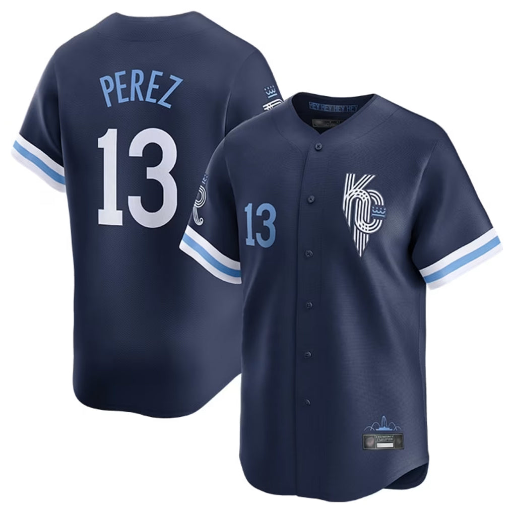 Choea KC.Royals #13 Salvador Perez Player Navy City Connect Limited Home Stitched Jerseys