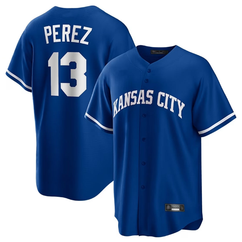 Choea KC.Royals #13 Salvador Perez Player Royal Game Home Stitched Jerseys