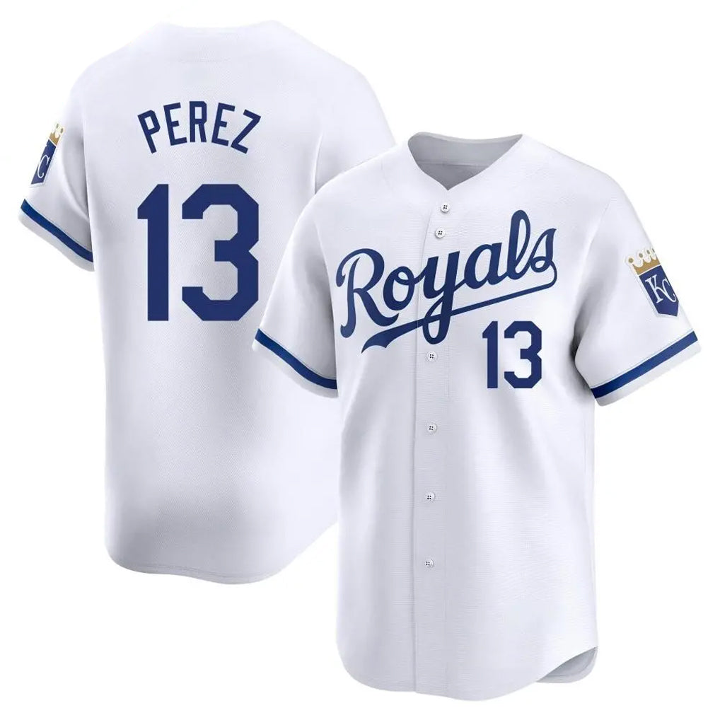 Choea KC.Royals #13 Salvador Perez Player White Alt Limited Home Stitched Jerseys