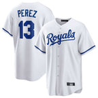 Choea KC.Royals #13 Salvador Perez Player White Home Game Stitched Jerseys