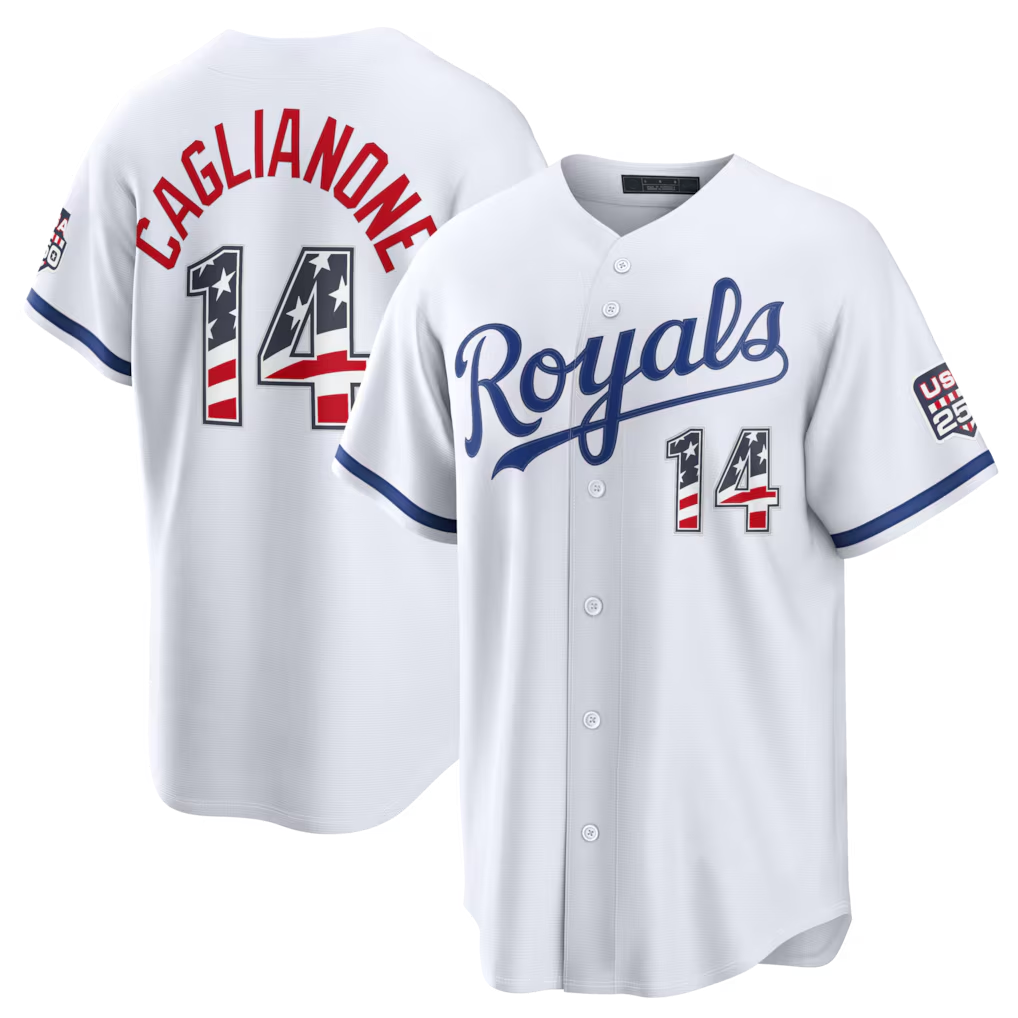 Choea KC.Royals #14 Jac Caglianone White USA 250 Fourth of July Home Stadium Jersey