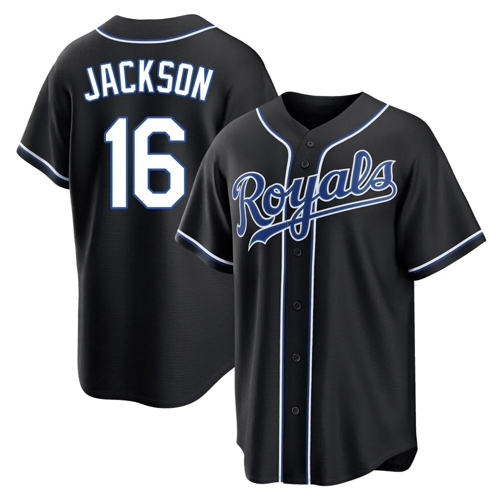 Choea KC.Royals #16 Bo Jackson Player Black Carbon Fashion Home Game Stitched Jerseys