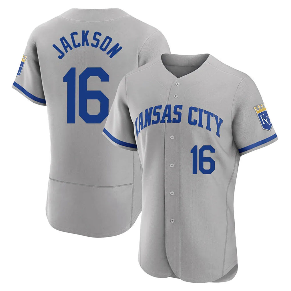 Choea KC.Royals #16 Bo Jackson Player Gray Limited Elite Home Game Stitched Jerseys