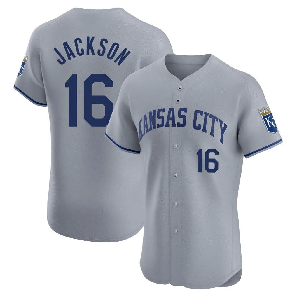Choea KC.Royals #16 Bo Jackson Player Gray Limited Elite Home Stitched Jerseys