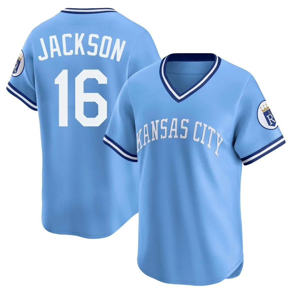 Choea KC.Royals #16 Bo Jackson Player Light Blue Limited Throwback Cooperstown Collection T-shirt Stitched Jerseys