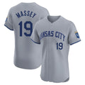 Choea KC.Royals #19 Michael Massey Player Gray Limited Elite Home Stitched Jerseys