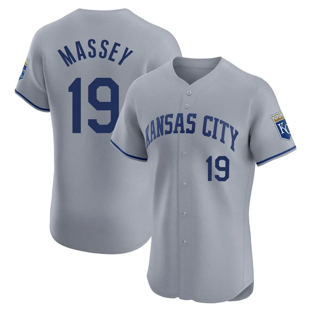 Choea KC.Royals #19 Michael Massey Player Gray Limited Elite Home Stitched Jerseys