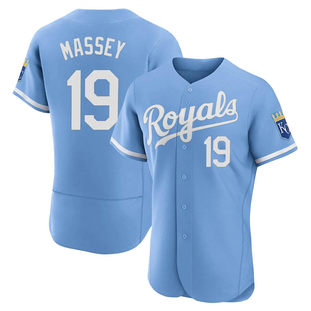 Choea KC.Royals #19 Michael Massey Player Light Blue Alt Limited Elite Home Stitched Jerseys