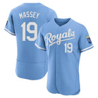 Choea KC.Royals #19 Michael Massey Player Light Blue Alt Limited Elite Home Stitched Jerseys