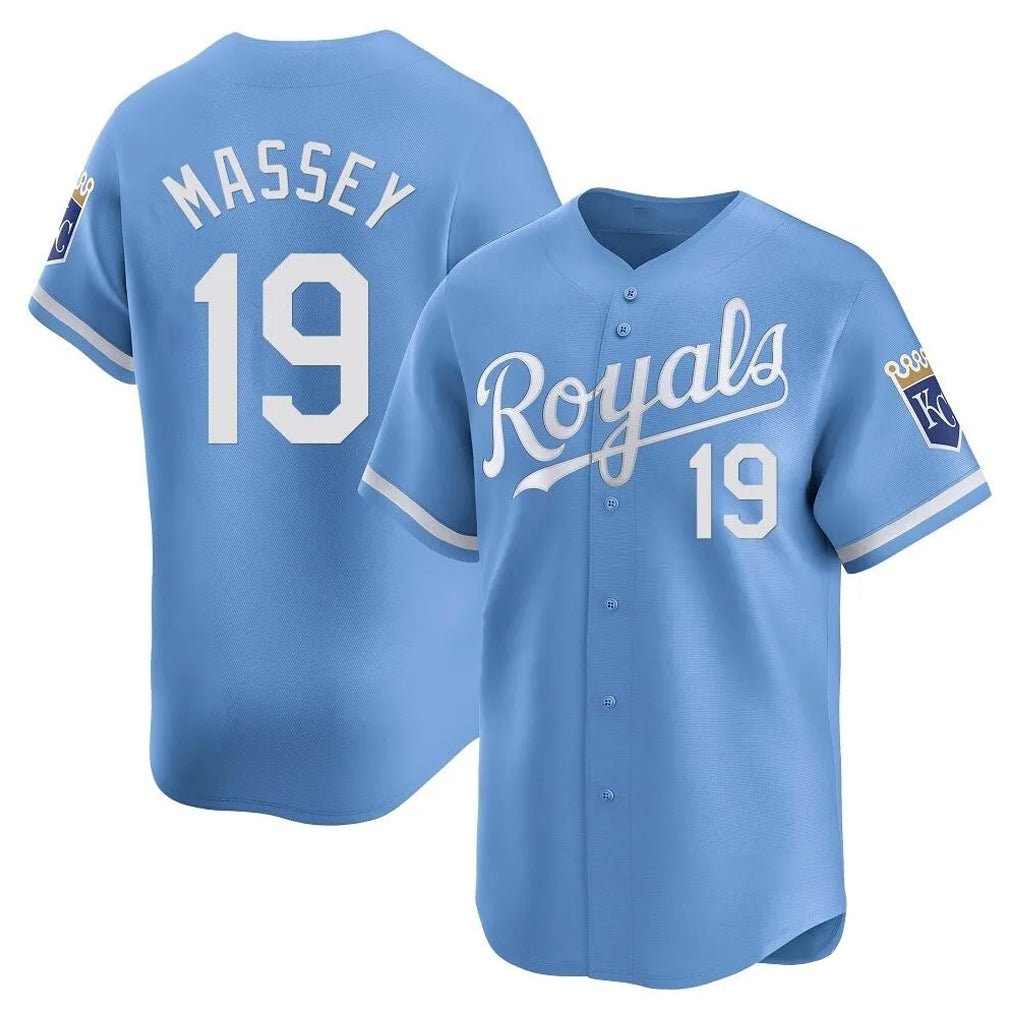Choea KC.Royals #19 Michael Massey Player Light Blue Alt Limited Home Stitched Jerseys