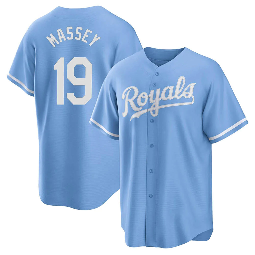 Choea KC.Royals #19 Michael Massey Player Light Blue Home Game Stitched Jerseys