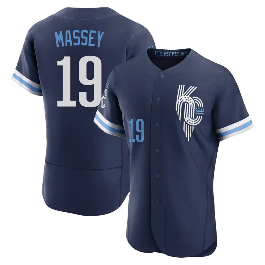 Choea KC.Royals #19 Michael Massey Player Navy City Connect Limited Elite Home Stitched Jerseys