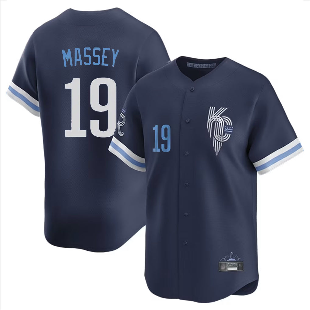 Choea KC.Royals #19 Michael Massey Player Navy City Connect Limited Home Stitched Jerseys