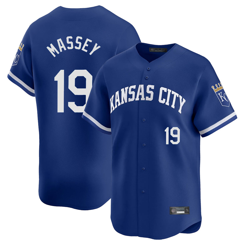 Choea KC.Royals #19 Michael Massey Player Royal Limited Home Stitched Jerseys